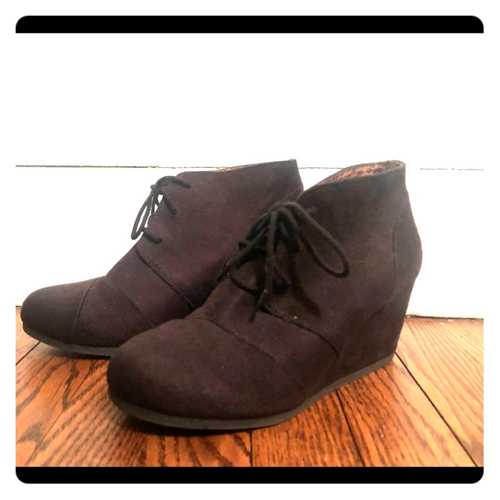 Black Wedge Booties Size 8